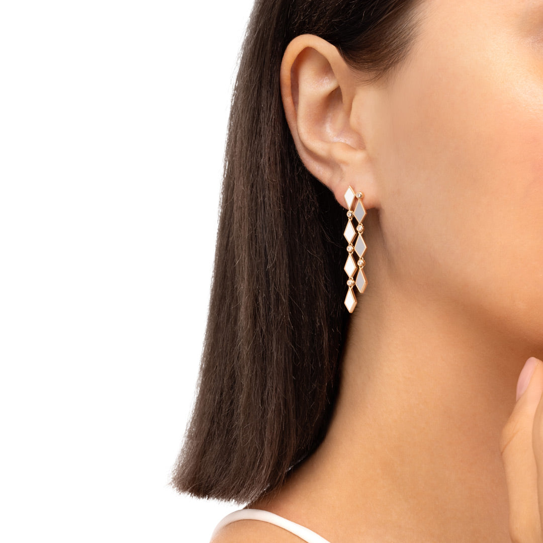MOSAIC LONG EARRINGS ROSE GOLD - Noora Shawqi - Diamond Jewellery - Morocco