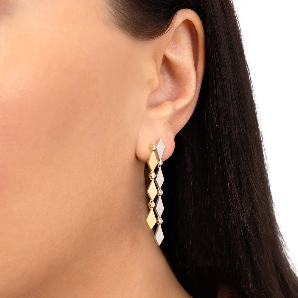 MOSAIC GOLD LONG EARRINGS - Noora Shawqi - Diamond Jewellery - Morocco