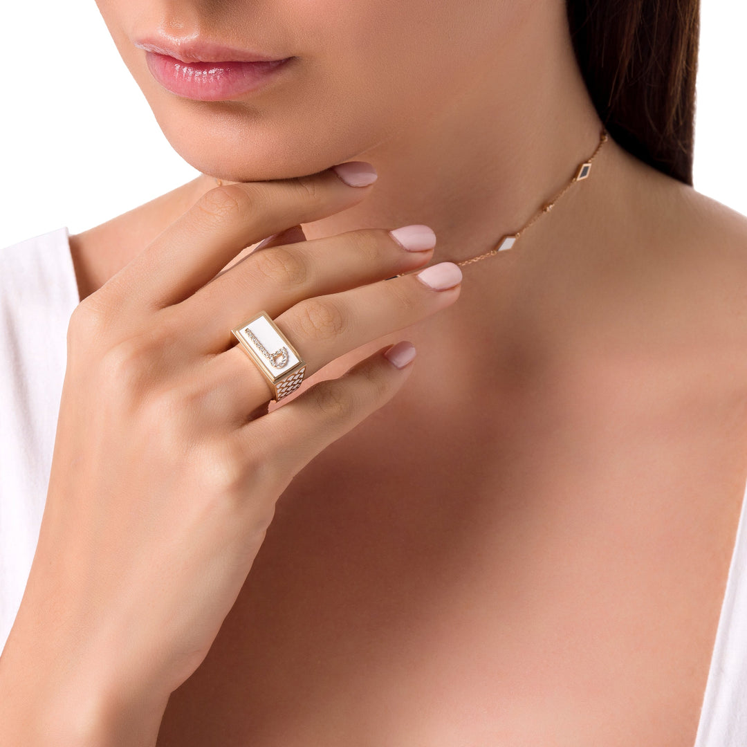 CASA LETTER RING - Noora Shawqi - Diamond Jewellery - Morocco