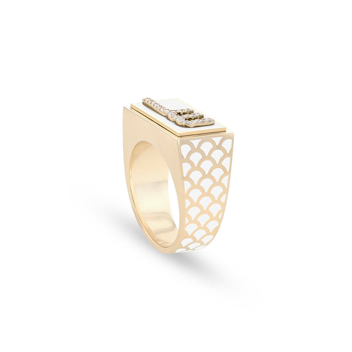 CASA LETTER RING YELLOW GOLD - Noora Shawqi - Diamond Jewellery - Morocco