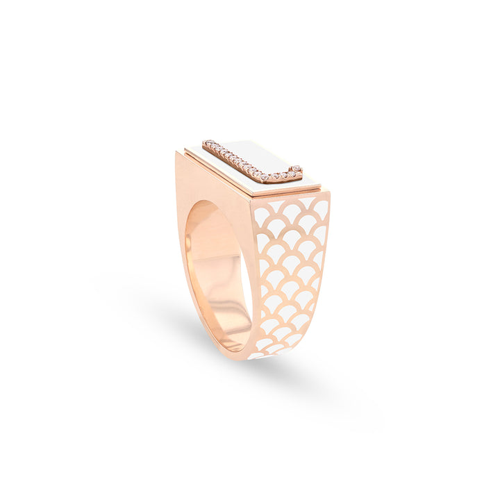 CASA LETTER RING ROSE GOLD - Noora Shawqi - Diamond Jewellery - Morocco