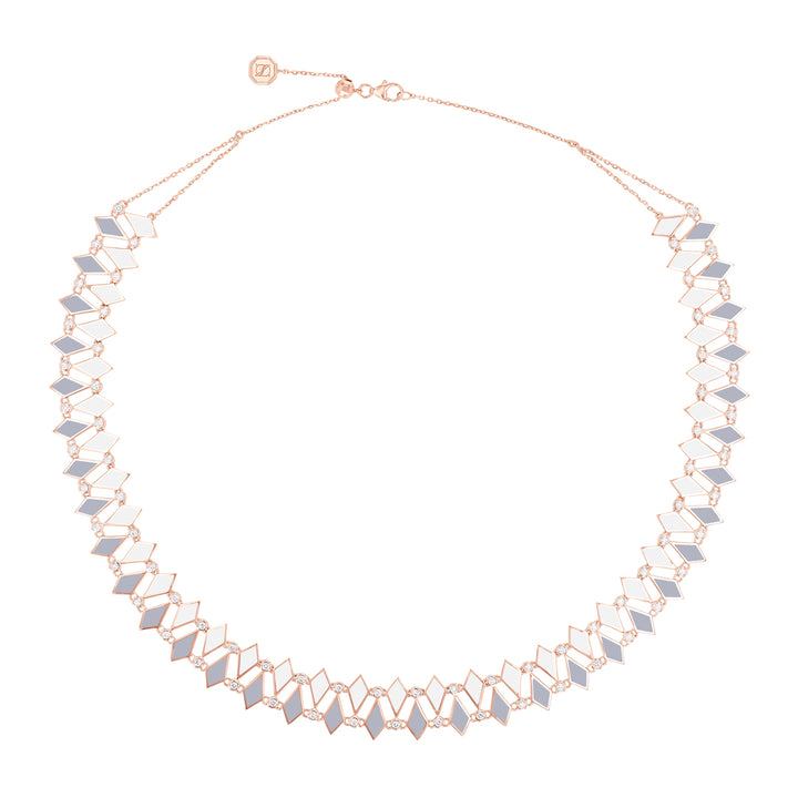 DOUBLE LINE MOSAIC NECKLACE ROSE GOLD - Noora Shawqi - Diamond Jewellery - Morocco