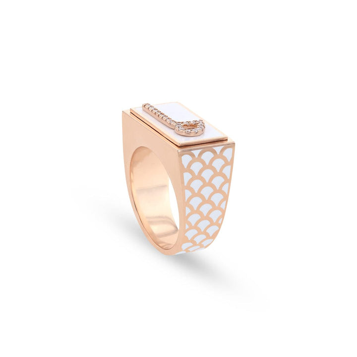 CASA LETTER RING ROSE GOLD - Noora Shawqi - Diamond Jewellery - Morocco