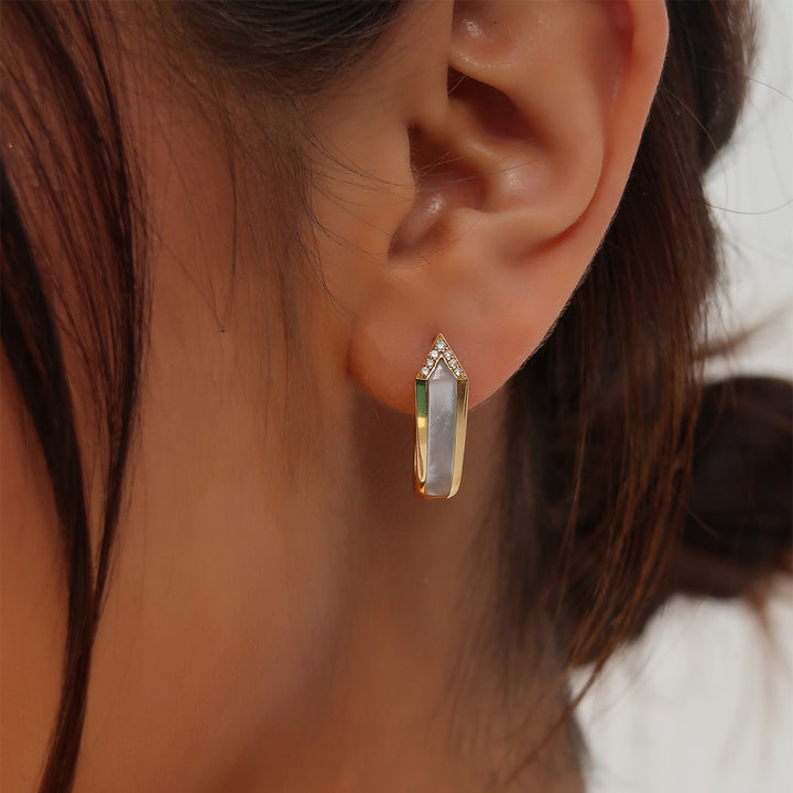 JUNONIA HOOPS -  WHITE MOTHER OF PEARL - Noora Shawqi - Diamond Jewellery - The Maldives