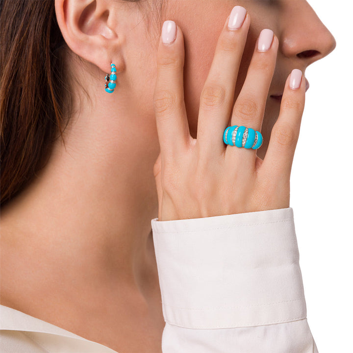 MINI CERITH HOOPS - TURQUOISE - Noora Shawqi - Diamond Jewellery - The Maldives