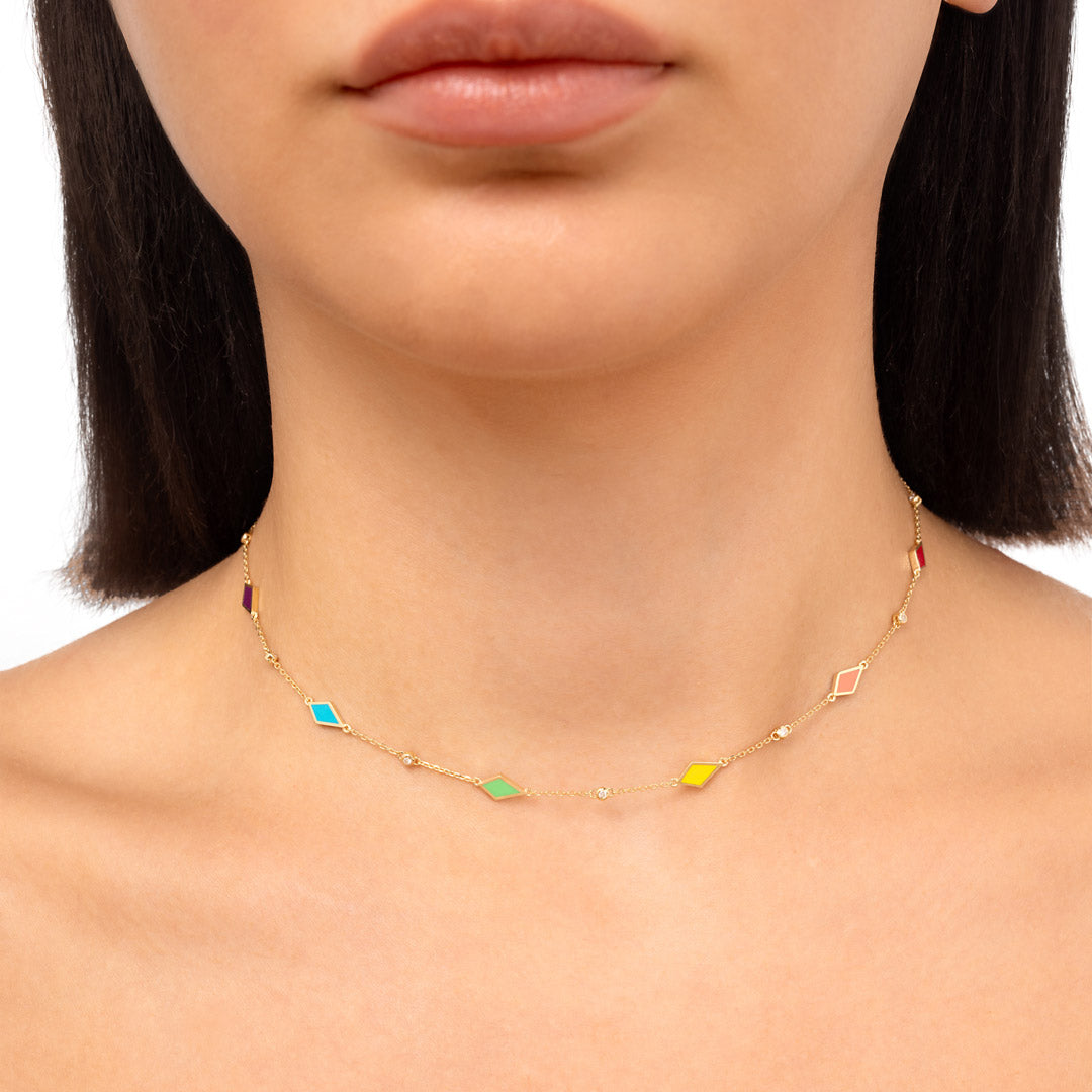 MOSAIC CHOKER - MULTICOLORED - YELLOW GOLD - Noora Shawqi - Diamond Jewellery - Morocco