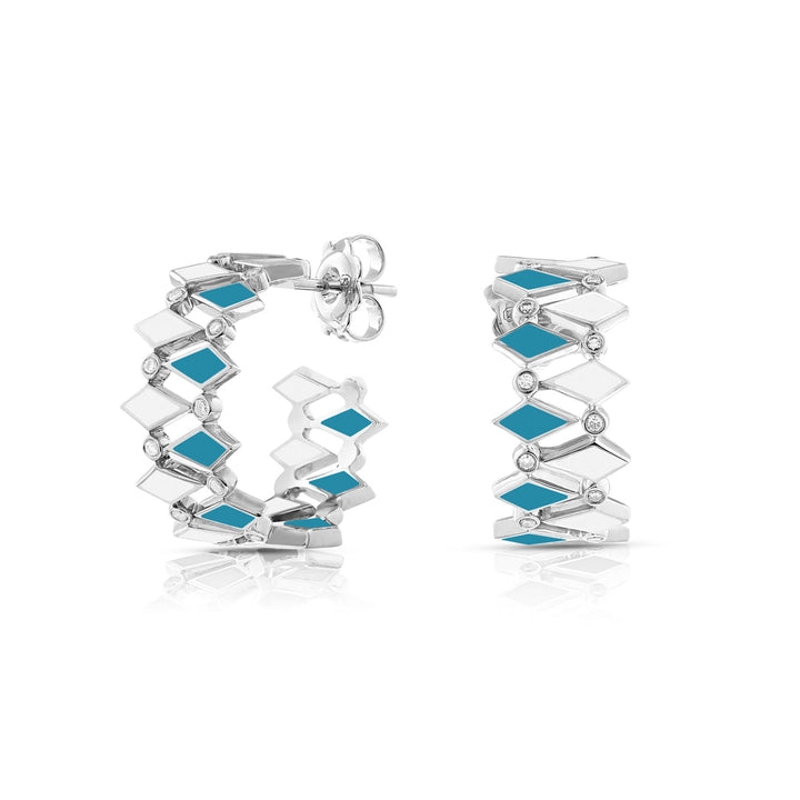 MOSAIC DOUBLE HOOP EARRINGS WHITE GOLD - Noora Shawqi - Diamond Jewellery - Morocco