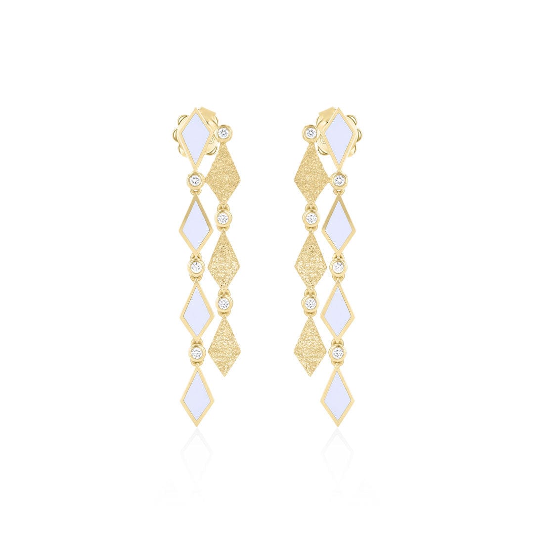 MOSAIC GOLD LONG EARRINGS - SANDBLAST - Noora Shawqi - Diamond Jewellery - Morocco