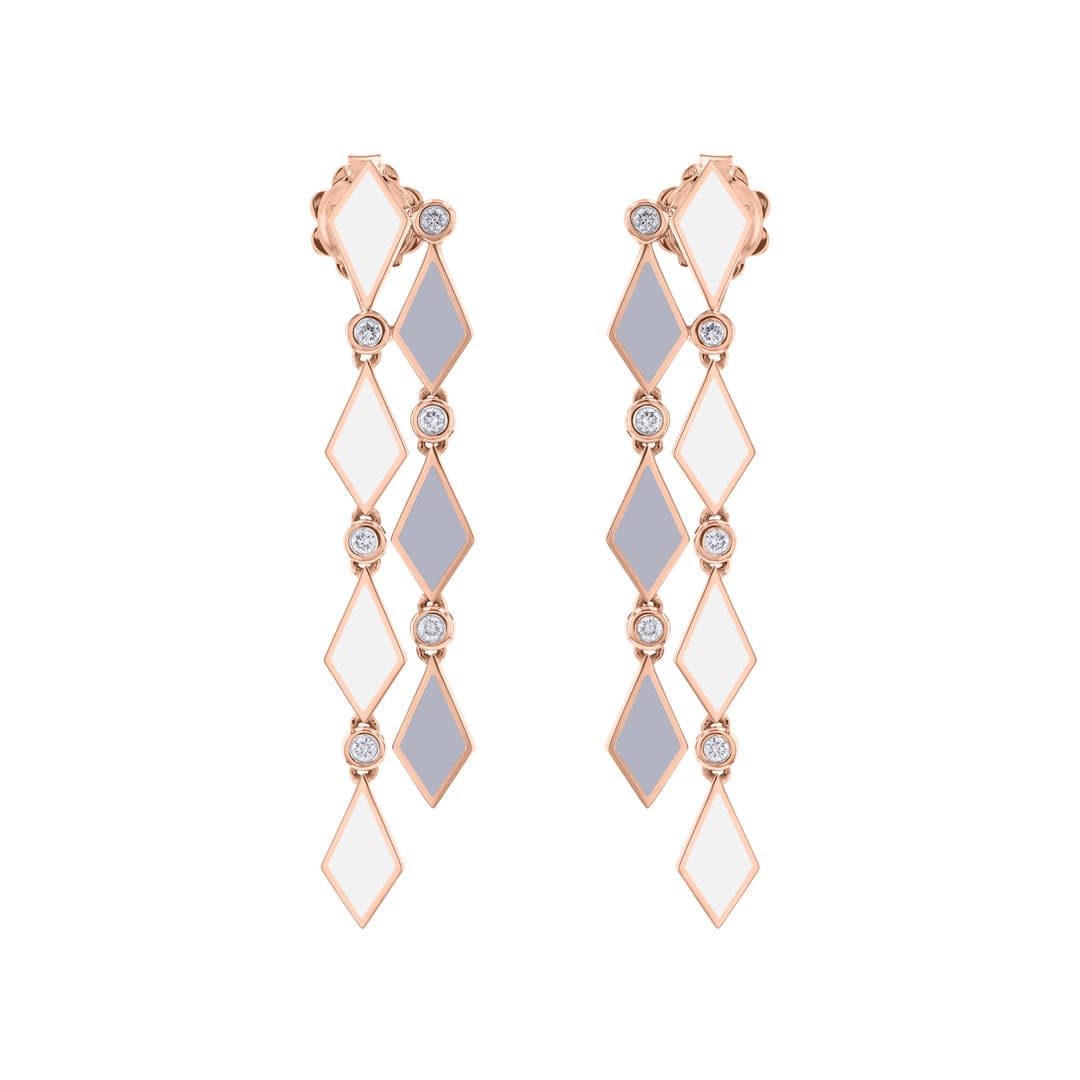 MOSAIC LONG EARRINGS ROSE GOLD - Noora Shawqi - Diamond Jewellery - Morocco