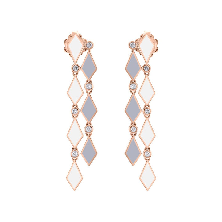 MOSAIC LONG EARRINGS ROSE GOLD - Noora Shawqi - Diamond Jewellery - Morocco