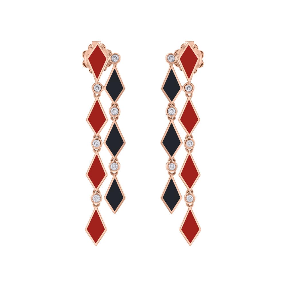 MOSAIC LONG EARRINGS ROSE GOLD - Noora Shawqi - Diamond Jewellery - Morocco