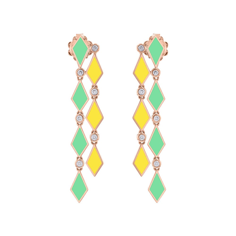 MOSAIC LONG EARRINGS ROSE GOLD - Noora Shawqi - Diamond Jewellery - Morocco