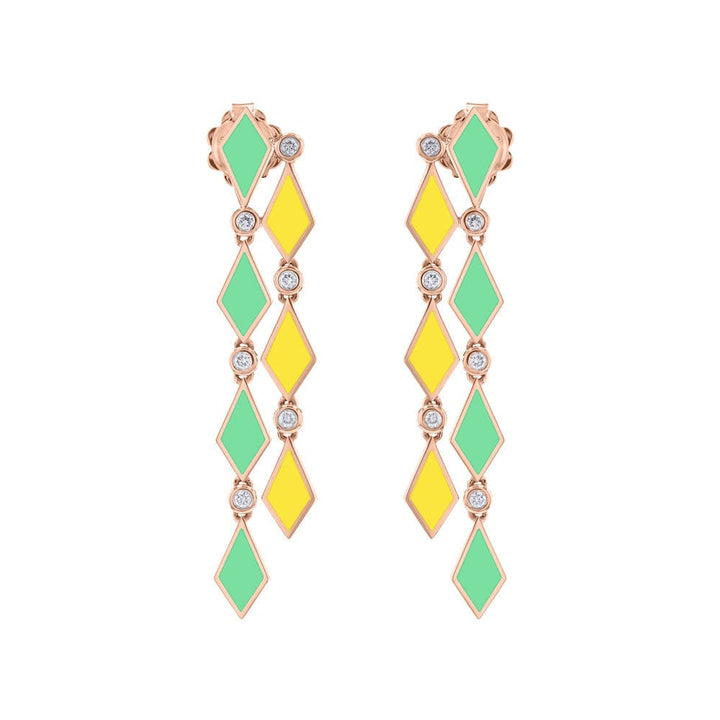 MOSAIC LONG EARRINGS ROSE GOLD - Noora Shawqi - Diamond Jewellery - Morocco