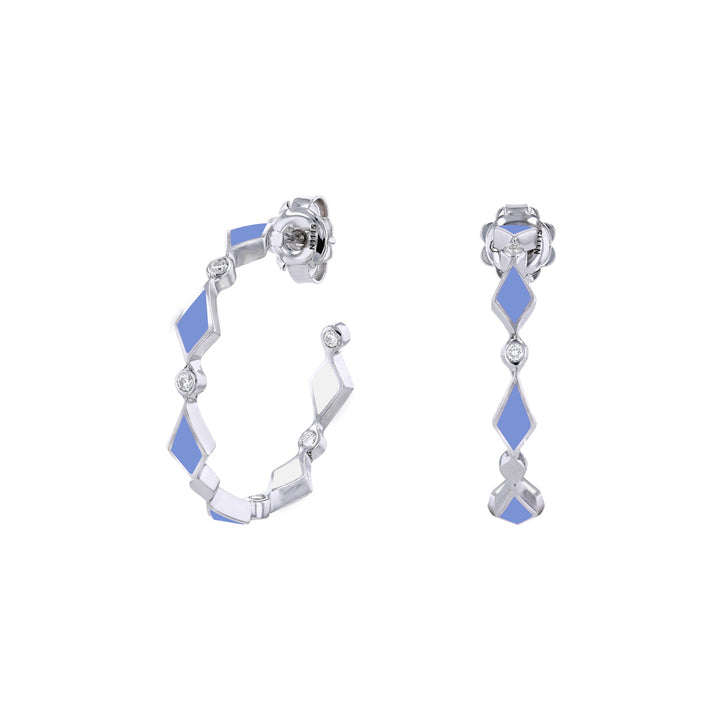 MOSAIC SINGLE HOOPS EARRINGS WHITE GOLD - Noora Shawqi - Diamond Jewellery - Morocco