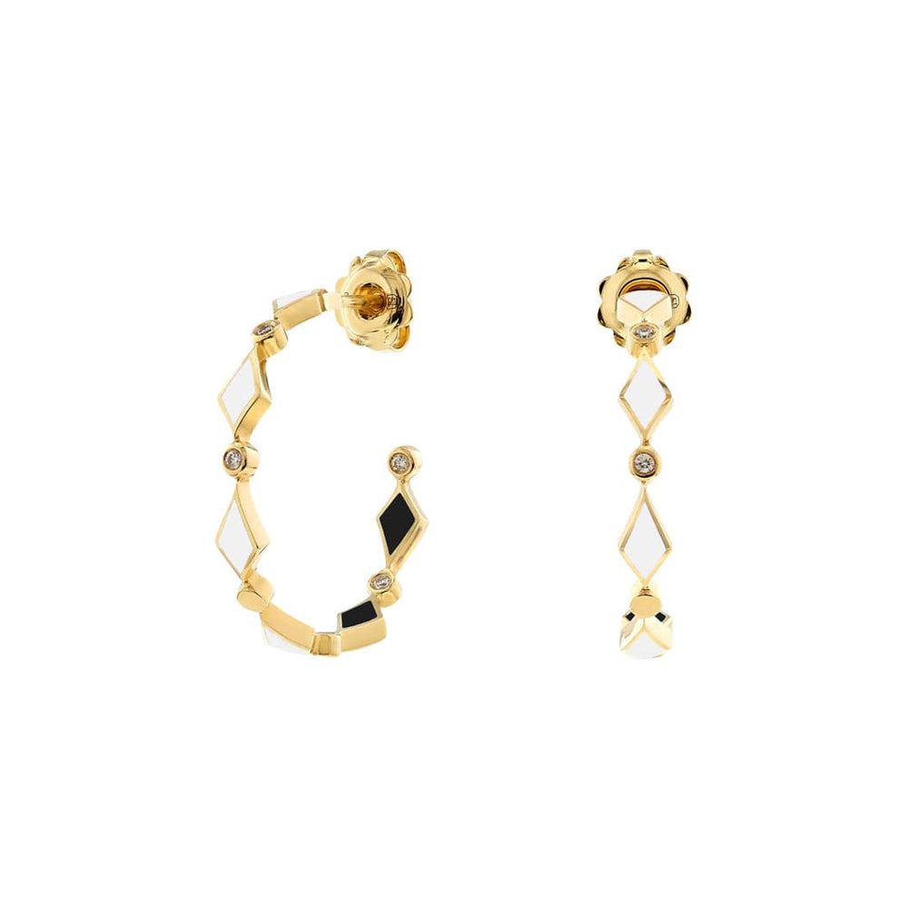 MOSAIC SINGLE HOOPS EARRINGS YELLOW GOLD - Noora Shawqi - Diamond Jewellery - Morocco