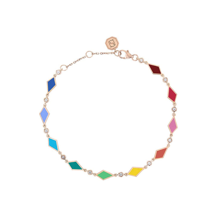 MULTICOLORED MOSAIC BRACELET ROSE GOLD - Noora Shawqi - Diamond Jewellery - Morocco