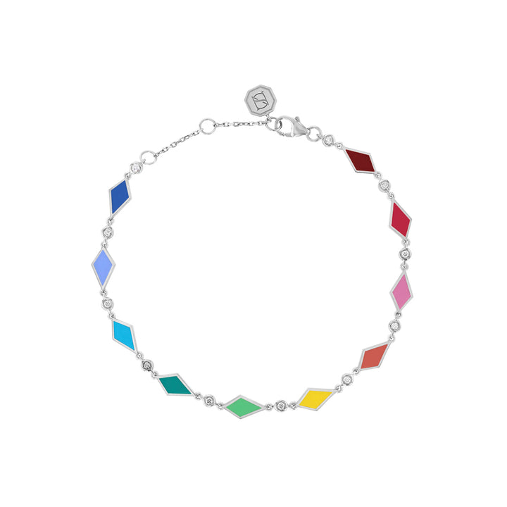 MULTICOLORED MOSAIC BRACELET WHITE GOLD - Noora Shawqi - Diamond Jewellery - Morocco