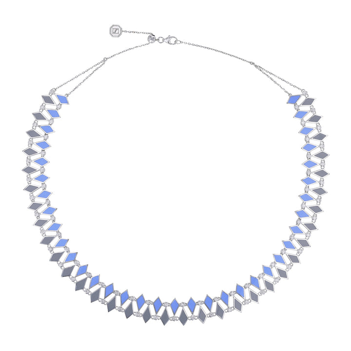 DOUBLE LINE MOSAIC NECKLACE WHITE GOLD - Noora Shawqi - Diamond Jewellery - Morocco